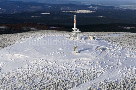 Schierke Aus Der Vogelperspektive Winterluftbild Funkturm Und