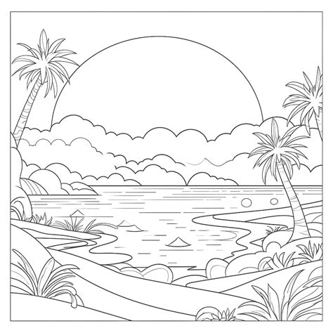 Sunset coloring page – Coloring corner