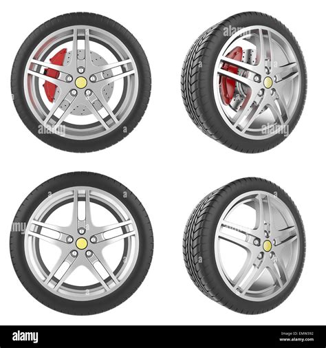 Set Of Car Wheels Stock Photo Alamy