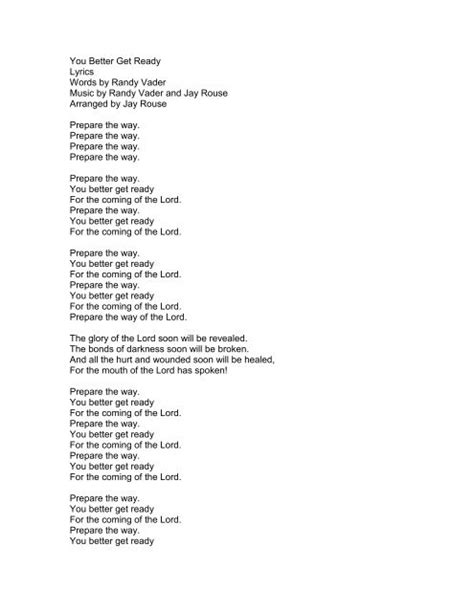 You Better Get Ready Lyrics Words by Randy ... - PraiseGathering