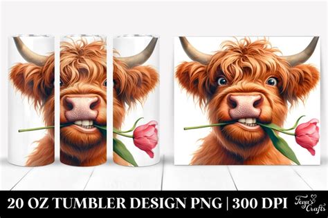 Watercolor Highland Cow Portrait Big Goofy Smile 20 Oz