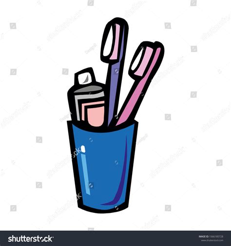 Toothbrush Toothpaste Engraving Vector Illustration Scratch Stock