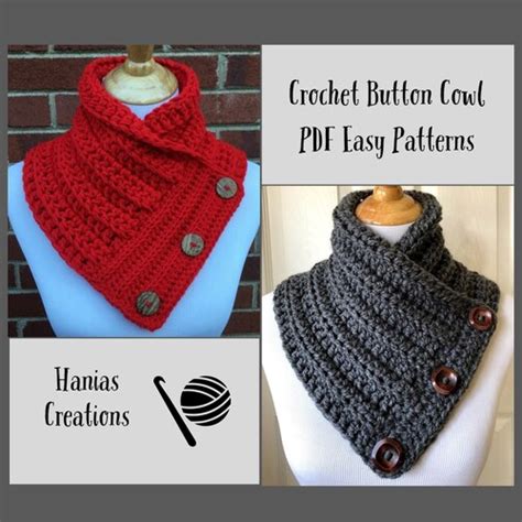 Crochet Cowl Pattern Instant Download 3 Button Cowl Etsy