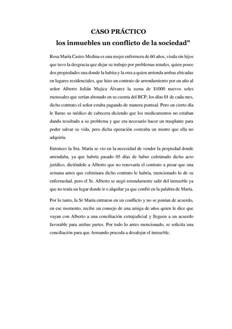 S Caso De Conciliacion Caso Prctico Los Inmuebles Un Conflicto De