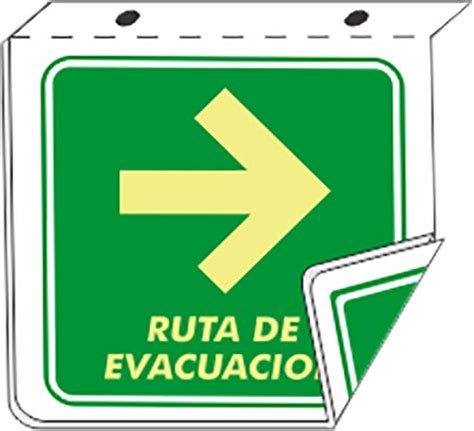 Ruta De Evacuación Con Texto Tipo Plafón Cuadrada Velta Contra