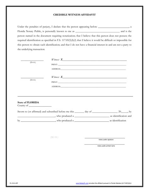 Affidavit Florida Forms Affidavitform Net