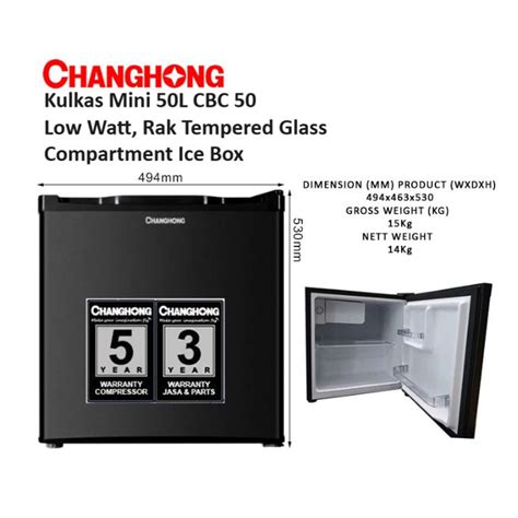 Jual CHANGHONG Kulkas Portable Mini Bar 50L Low Watt Freezer CBC 50