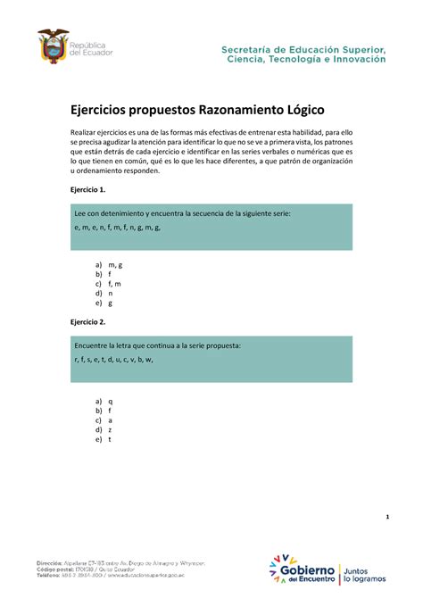 Ejercicios Propuestos Razonamiento L Gico C J Ejercicios