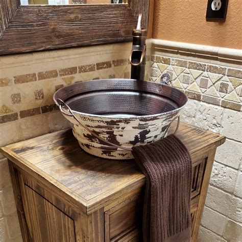 Simplycopper 15 Vintage Bucket Copper Vessel Bathroom Sink With Antique White Exterior