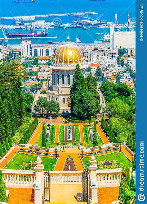 Aerial View Of Bahai Gardens In Haifa Israel Stock Photo Image Of