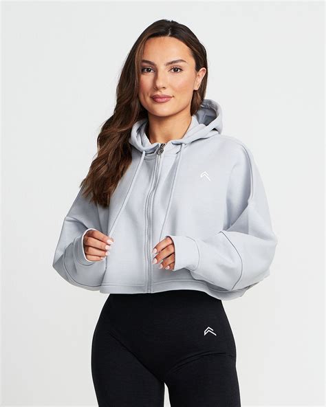 Cropped Zip Up Hoodie Grey Hoodie Woman Oner Active Ca