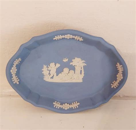 Vintage Wedgwood Blue Jasperware Pin Tray Cherub Relief Etsy Canada