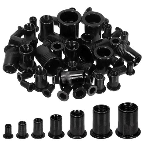 Glarks 100Pcs M6 Rivet Nuts Carbon Steel Metric Rivet Nuts Black Zinc