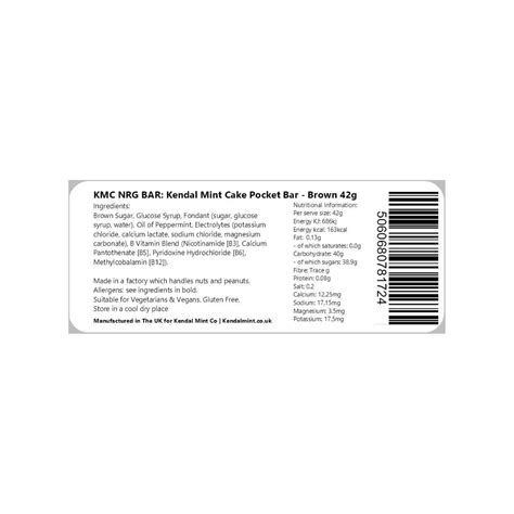 Kmc Nrg Bar Brown Kendal Mint Cake Pocket Sized Energy Bar Kendal