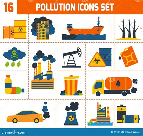 Pollution Icons Set Stock Vector Illustration Of Chemical 49171610