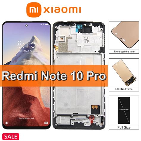 6 67 Original Xiaomi Redmi Note 10 Pro LCD Display Touch Screen For