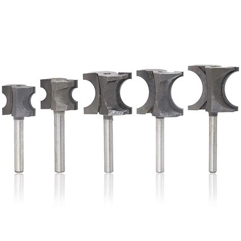 Mesee 5 Pieces Half Round Bullnose Router Bit Set 14 Inch Shank