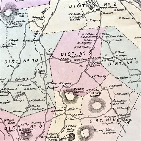 1872 Hand Colored Street Map Of Dayton And Cornish Maine W Property