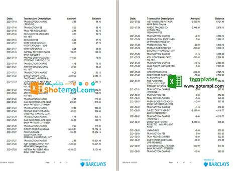 South Africa Absa Bank Statement Easy To Fill Template In Excel And Pdf