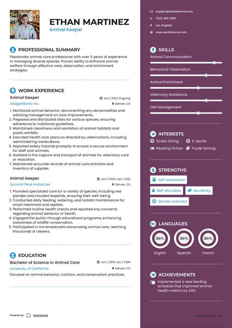 10+ Animal Keeper Resume Samples & Templates for 2025