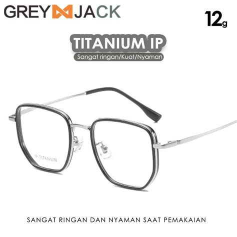 Jual Grey Jack Kacamata Titanium Model Kotak Ringan Simple Fashion Pria