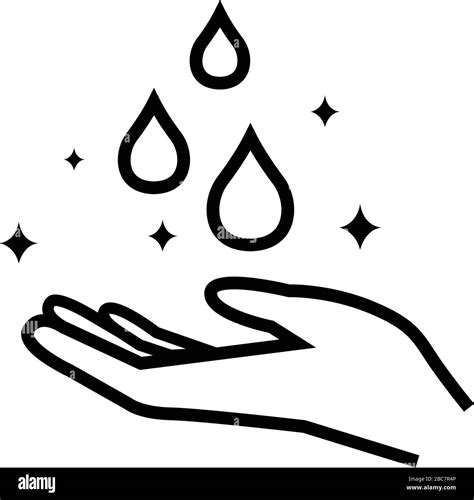 Drop In Hand Icon Line Hygiene Symbol On White Isolated Background