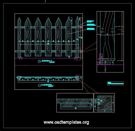 Wooden Fence Elevation And Section Details Cad Template Dwg Cad Templates