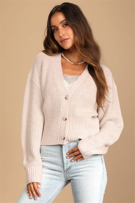 Beige Cardigan Button Up Cardigan V Neck Cardigan Lulus