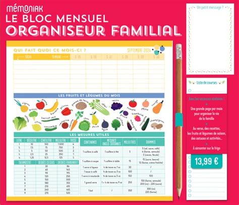 Le Bloc Mensuel Organiseur Familial M Moniak De Editions Grand