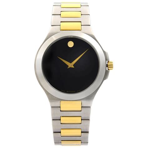 Movado Museum Two Tone Steel Black Dial Quartz Mens Watch 0606181 At