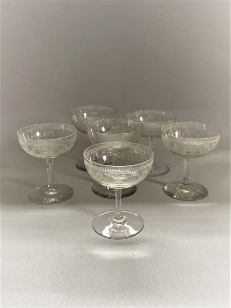 A Set Of 6 Edwardian Greek Key Pattern Champagne Glasses