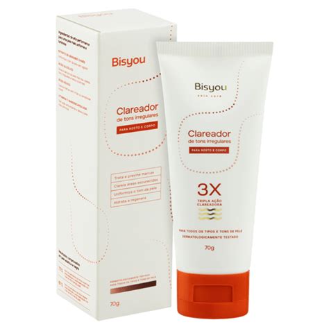 Creme Clareador Do Corpo - Creme Clareador De Tons Irregulares Bisyou Corpo e Rosto 70g - Drogaria ...
