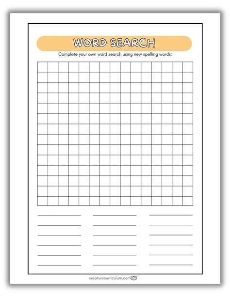 Word Search Template - Creature Curriculum