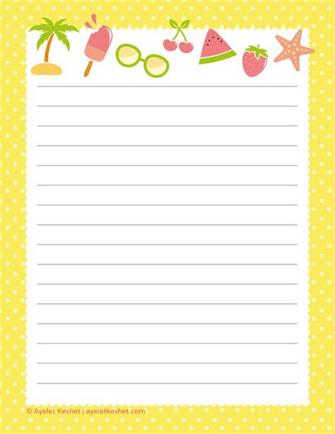 Free Summer Printables Writing Paper Writing Paper Printable