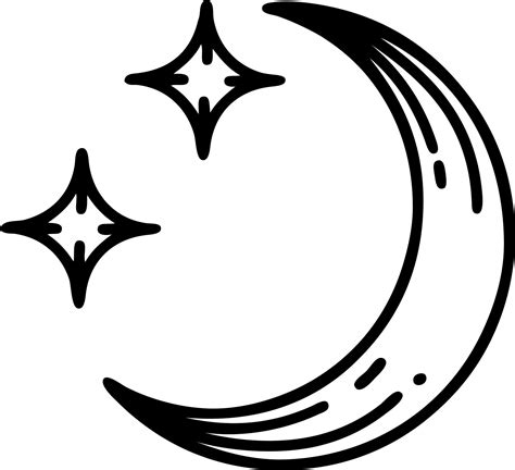 Tattoo In Black Line Style Of A Moon And Stars 12016752 Vector Art At