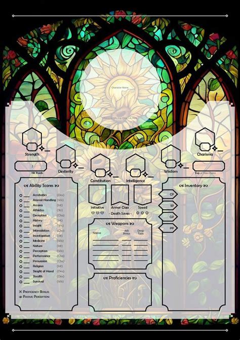 Sunflower Character Sheet Interactive Pdf Printable For Your Dnd Char D