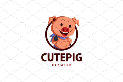 pig thumb up mascot character logo – MasterBundles