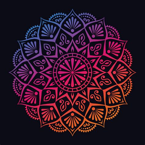 mandala de color degradado de colores sobre fondo negro aislado diseño