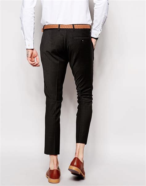 Lyst Asos Super Skinny Fit Suit Trousers In Check In Gray For Men