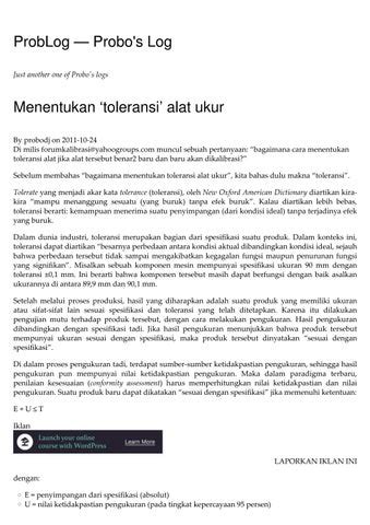 Menentukan Toleransi Alat Ukur By Mohamad Badar Issuu