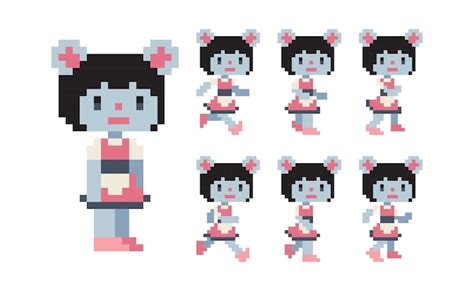 Premium Vector Pixel Rat Girl Character Run Animation