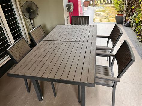 Outdoor Aluminium Table Set, Furniture & Home Living, Furniture, Tables & Sets on Carousell