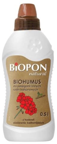 Biopon biohumus do pelargonii i innych roślin balkonowych płyn 0 5l