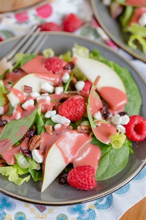 Raspberry And Pear Salad With Homemade Raspberry Vinaigrette Yellow