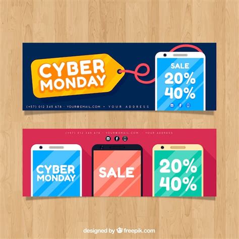 Banners De Cyber Monday Con Smartphones Vector Gratis