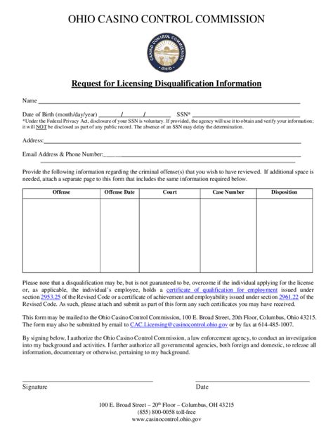 Fillable Online Request For Licensing Disqualification Information Fax