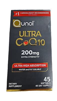 Qunol CoQ10 200mg Extra Strength Ultra High Absorption 45 Softgels NEW