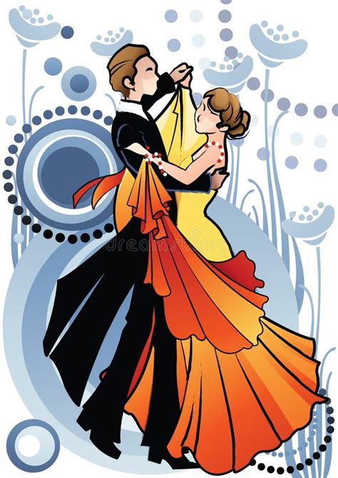 Salsa Dancers In Action Vector Illustration Decorative Design Stock