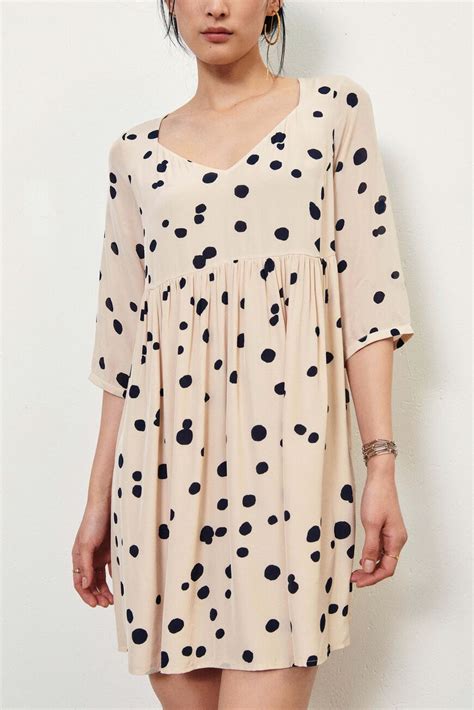 Polka Dot Smock Dress Dalia Ecru Baandsh