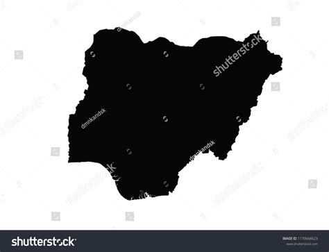 Nigeria Outline Map Country Shape Stock Vector Royalty Free